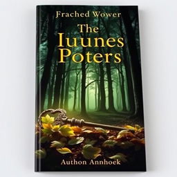 A captivating book cover design featuring a mysterious forest with tall, dark trees casting intricate shadows