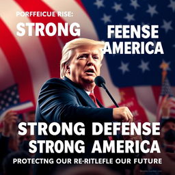 A political campaign poster for Donald Trump focusing on defensive policy