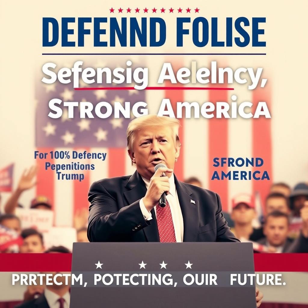 A political campaign poster for Donald Trump focusing on defensive policy