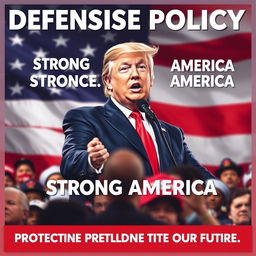 A political campaign poster for Donald Trump focusing on defensive policy