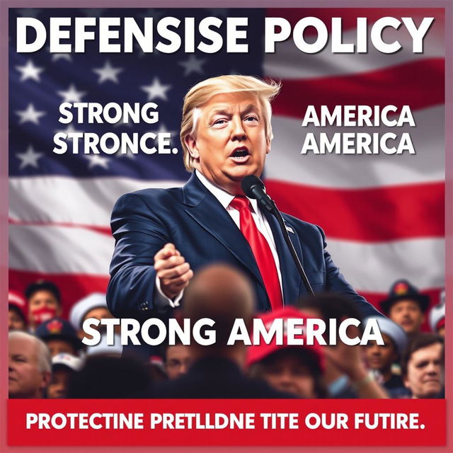 A political campaign poster for Donald Trump focusing on defensive policy