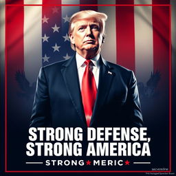 A striking campaign poster for Donald Trump focusing on his defensive policy