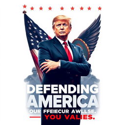 A bold and eye-catching campaign poster featuring Donald Trump