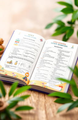 An attractive display of the 'NTET Ayurveda Competitive Exam Book', showcasing a vibrant cover design featuring elements of traditional Ayurveda symbols, herbs, and a balanced color scheme that reflects holistic health