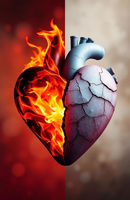 A captivating split composition featuring two distinct hearts