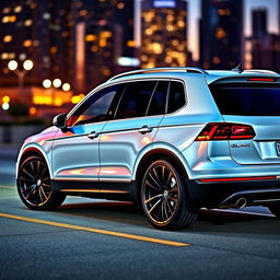 A stylish 2014 Volkswagen Tiguan R-Line parked in a scenic urban setting