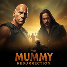 An electrifying teaser poster for 'The Mummy Resurrection', featuring Dwayne Johnson and Keanu Reeves in prominent roles