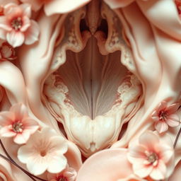 A highly detailed artistic representation of a vagina, focusing on intricate textures and biological artistry