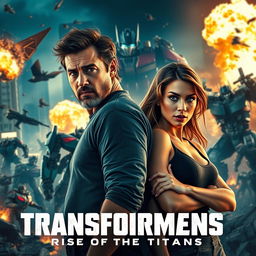An electrifying teaser scene from Transformers 8: Rise of the Titans, featuring Shia LaBeouf and Megan Fox in action-packed roles