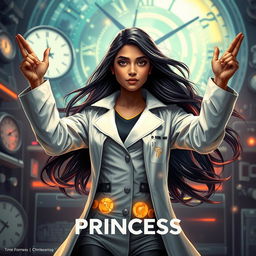 A cinematic sci-fi superhero film poster titled 'Time Princess'