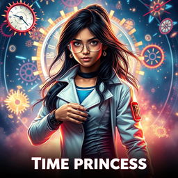 A cinematic sci-fi superhero film poster titled 'Time Princess'