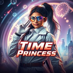A cinematic sci-fi superhero film poster titled 'Time Princess'
