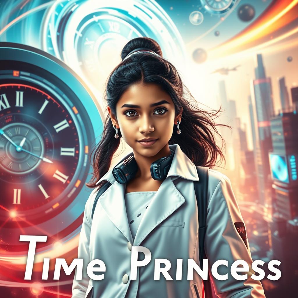 A cinematic sci-fi superhero film poster titled 'Time Princess'