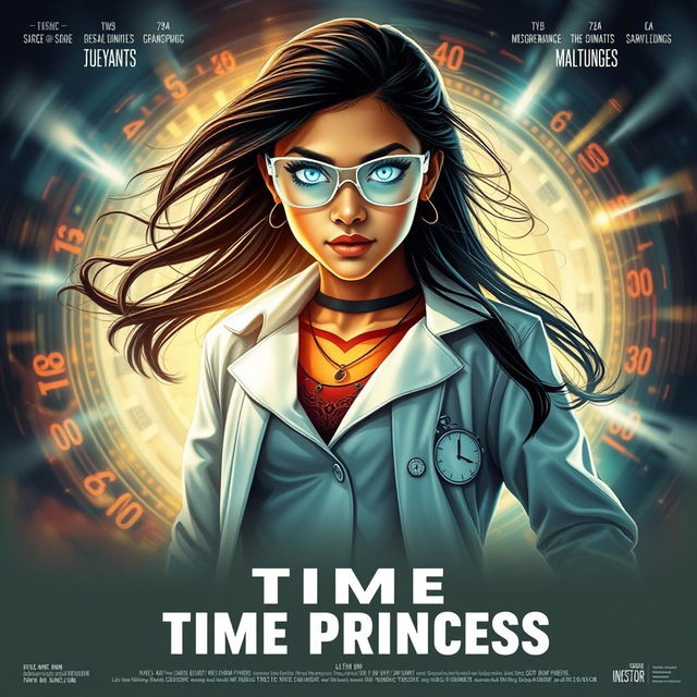 A cinematic sci-fi superhero film poster titled 'Time Princess'