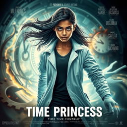 A cinematic sci-fi superhero film poster titled 'Time Princess'