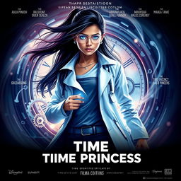 A cinematic sci-fi superhero film poster titled 'Time Princess'