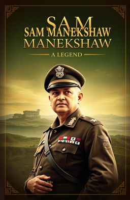 A captivating book cover design for the title 'Sam Manekshaw: A Legend'