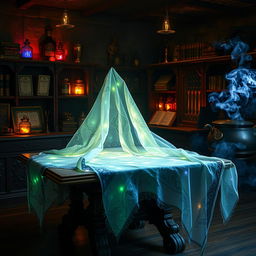 A mesmerizing scene showcasing a magic cloth that appears to shimmer and glow with an ethereal light