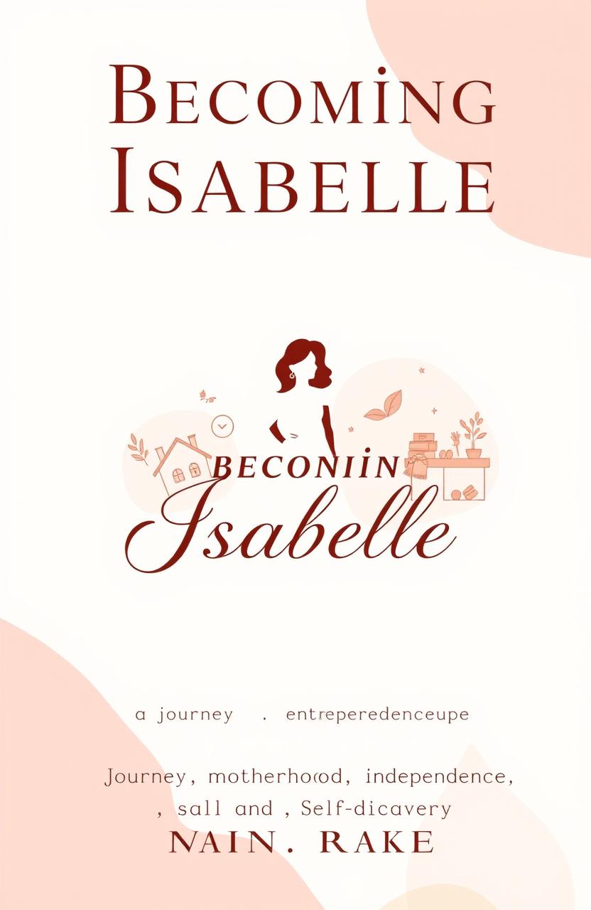 A book cover design featuring the title 'Becoming Isabelle' and the subtitle 'A Journey of Motherhood, Independence, and Self-Discovery'