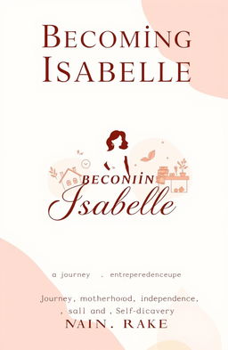 A book cover design featuring the title 'Becoming Isabelle' and the subtitle 'A Journey of Motherhood, Independence, and Self-Discovery'