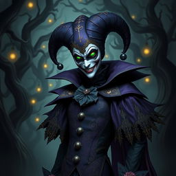 A mysterious jester character inspired by the Kingdom Hearts universe, featuring a dark and whimsical design