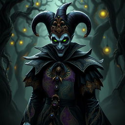 A mysterious jester character inspired by the Kingdom Hearts universe, featuring a dark and whimsical design