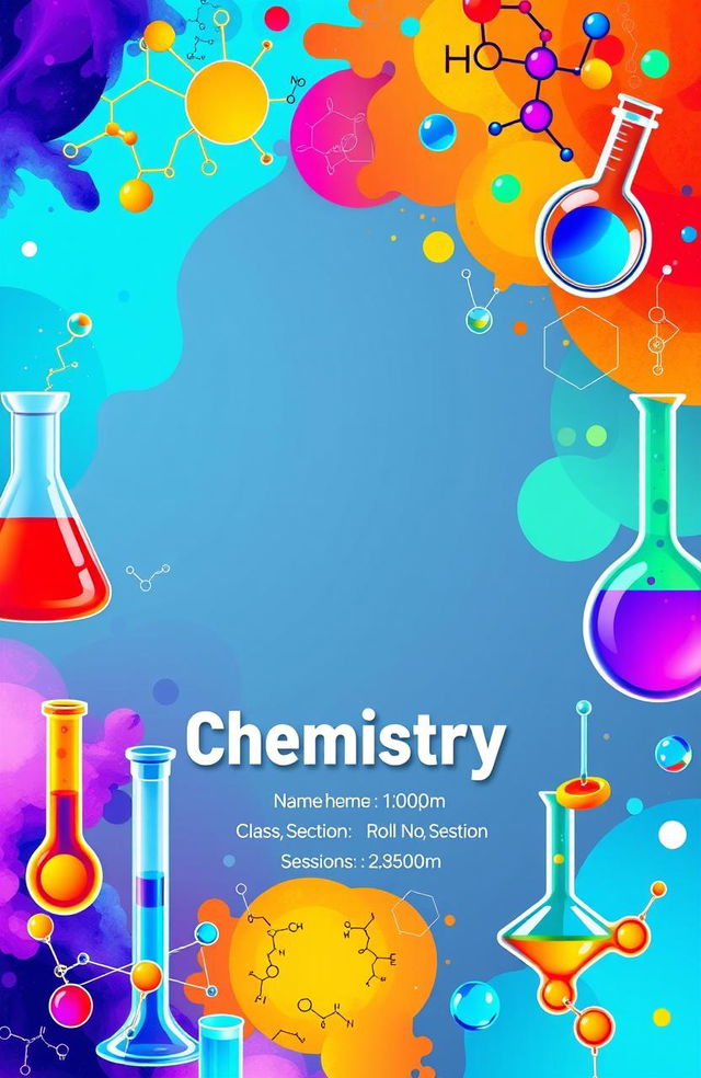 A beautifully designed chemistry cover page featuring a vibrant and colorful background related to chemistry