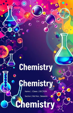 A beautifully designed chemistry cover page featuring a vibrant and colorful background related to chemistry
