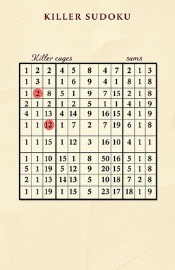 A beautifully arranged Killer Sudoku grid prominently displayed on a textured paper background