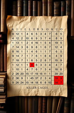 A beautifully arranged Killer Sudoku grid prominently displayed on a textured paper background