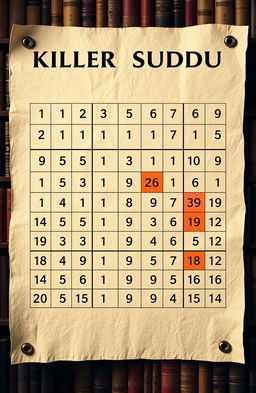 A beautifully arranged Killer Sudoku grid prominently displayed on a textured paper background