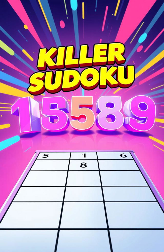 A visually striking illustration of a killer Sudoku puzzle, featuring a partially completed grid on the foreground