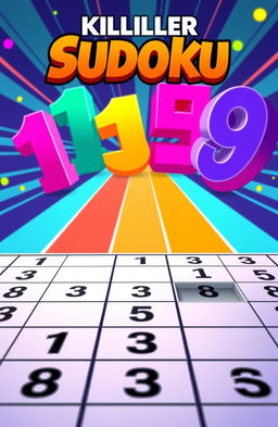 A visually striking illustration of a killer Sudoku puzzle, featuring a partially completed grid on the foreground