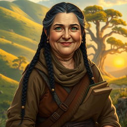 A middle-aged, plump female Dunedain wanderer, full of life and wisdom