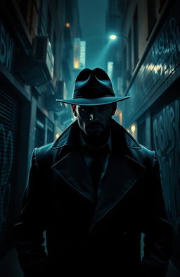 A mysterious urban setting shrouded in shadows, featuring a charismatic police spy named 'The Third Eye', who is secretly the mastermind behind all criminal activities