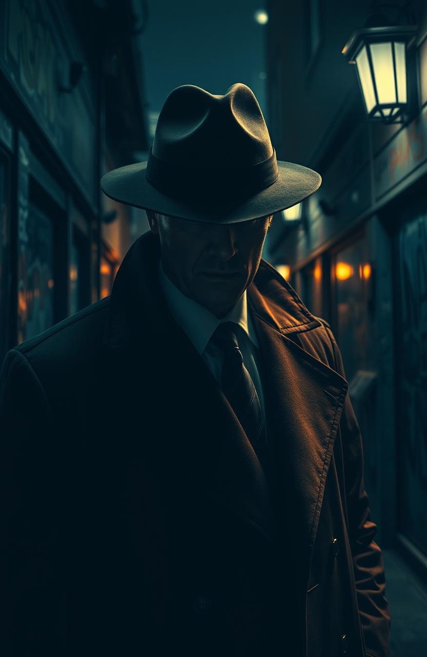 A mysterious urban setting shrouded in shadows, featuring a charismatic police spy named 'The Third Eye', who is secretly the mastermind behind all criminal activities