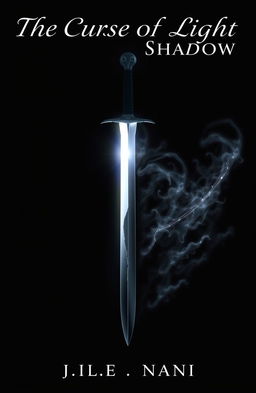 A fantasy novel cover featuring a sleek, sharp sword split in two