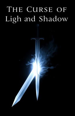 A fantasy novel cover featuring a sleek, sharp sword split in two