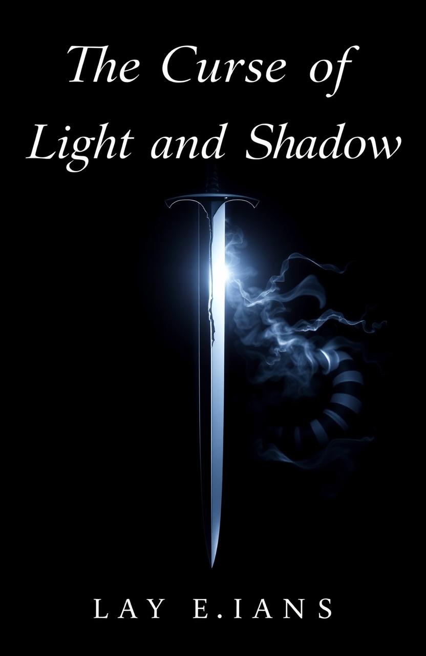 A fantasy novel cover featuring a sleek, sharp sword split in two