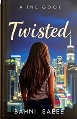 Book cover featuring a girl standing with her back turned, gazing at a vibrant city skyline at night, the city lights twinkling in the darkness