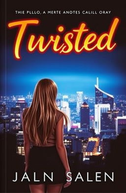 Book cover featuring a girl standing with her back turned, gazing at a vibrant city skyline at night, the city lights twinkling in the darkness