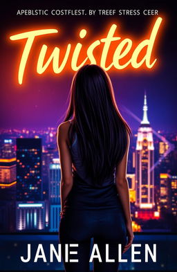 Book cover featuring a girl standing with her back turned, gazing at a vibrant city skyline at night, the city lights twinkling in the darkness