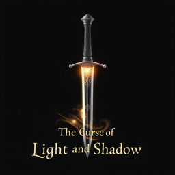A cover design featuring a deep black background with subtle gradients to create depth and contrast, symbolizing the theme of duality between light and shadow