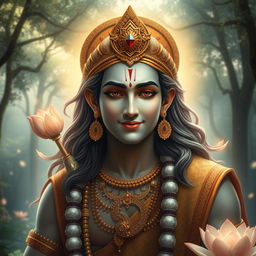An ethereal depiction of Lord Ram, showcasing his divine beauty and serene presence