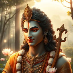 An ethereal depiction of Lord Ram, showcasing his divine beauty and serene presence