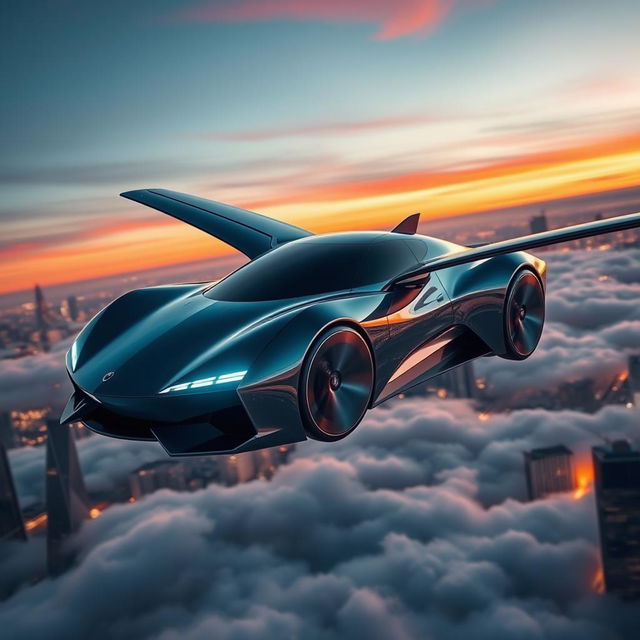 A stunning concept car that combines futuristic design with the ability to fly