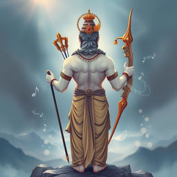 A majestic illustration of Lord Ram, the divine figure from Hindu mythology, depicted in a serene and powerful pose