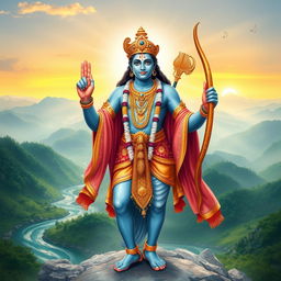 An ethereal depiction of Lord Ram, radiating divine beauty and grace