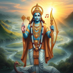 An ethereal depiction of Lord Ram, radiating divine beauty and grace