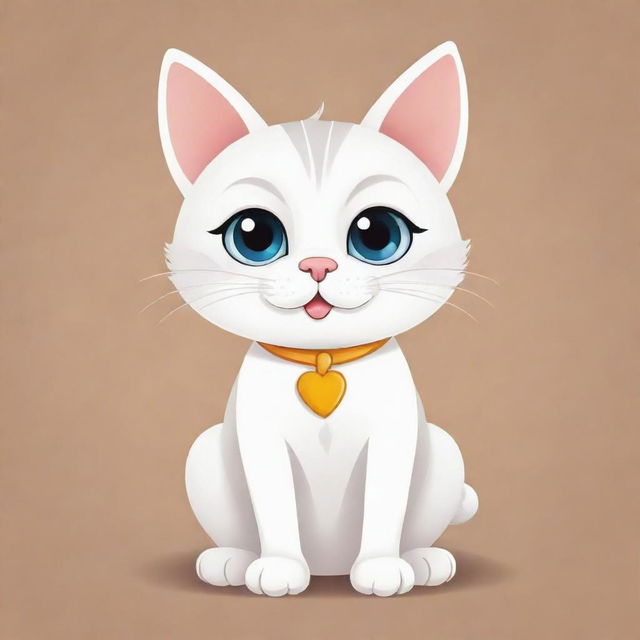 A cute and endearing cartoon cat with expressive eyes and a jovial demeanor.